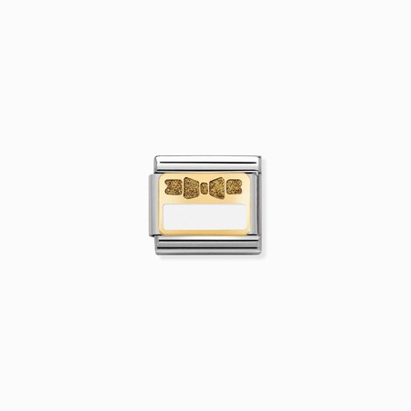 Nomination Gold Elegance Gold Bow on White Plate Composable Charm